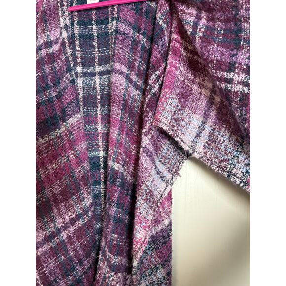 Woolrich Plaid Ultra Soft Cozy Blanket Wrap Shawl Poncho Purple One Size - Picture 5 of 5